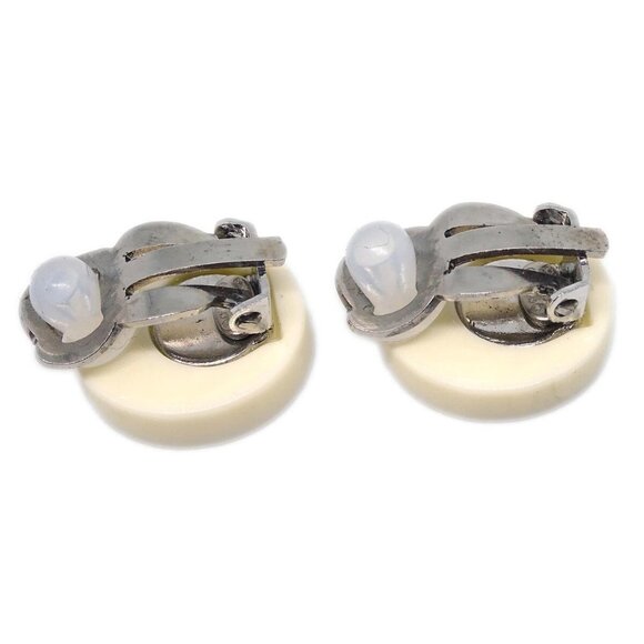Chanel Button Earrings Clip-On White - Picture 3 of 4